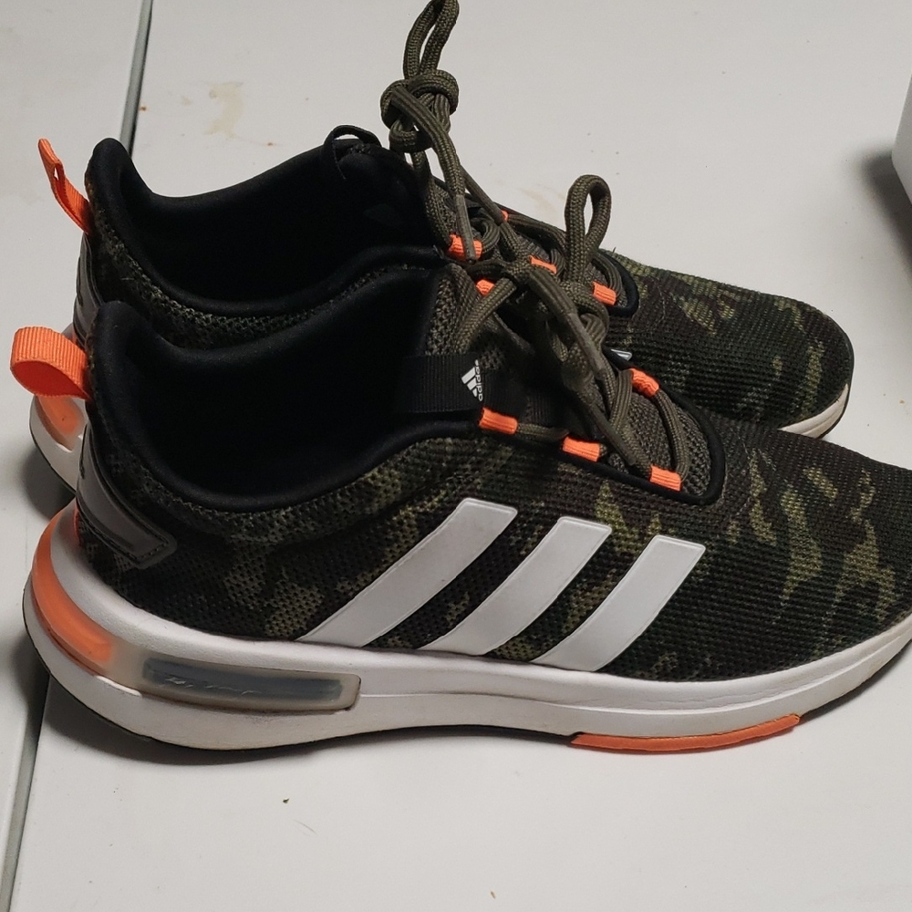 Adidas Camo Sneakers with Orange Highlights